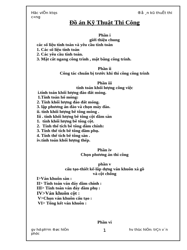 Thuyet Minh Do an Thi Cong | PDF