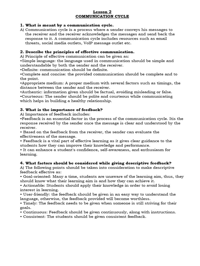 Class 10 PART A UNIT 1 Communication Skills | PDF | Communication ...