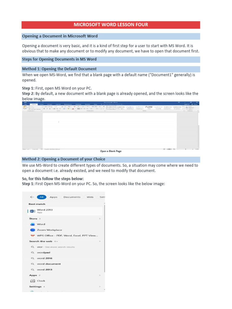 Microsoft Word Lesson Four | PDF | Microsoft Word | Software