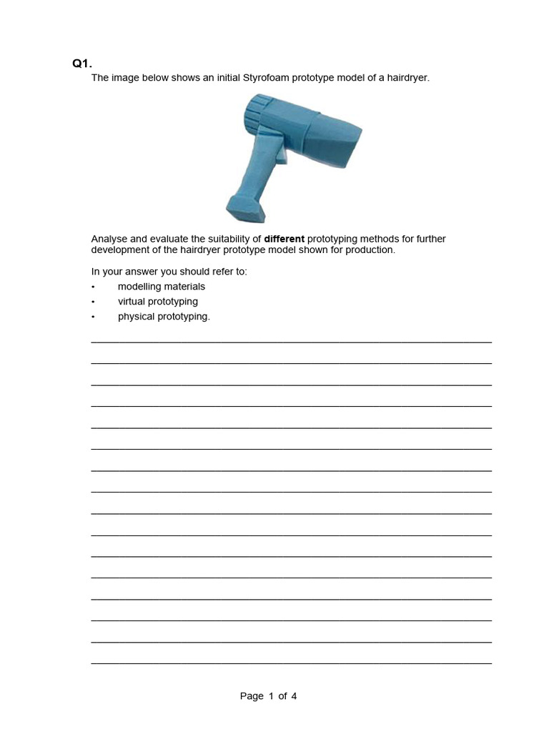 modelling and prototype examination questions | PDF