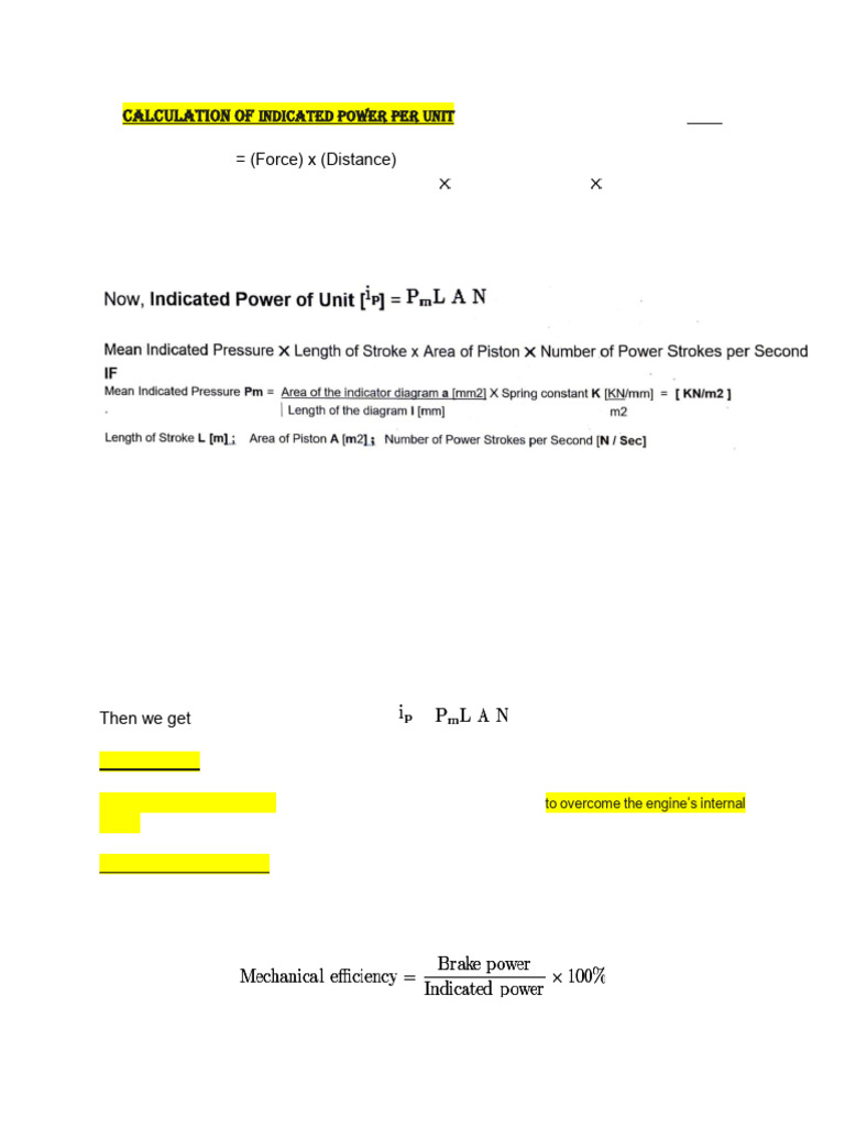 Indicated Power & SFOC Calculation -S.tat | PDF | Power (Physics) | Engines