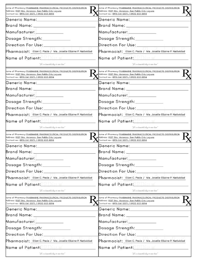 Pharmacy Generic Label | PDF
