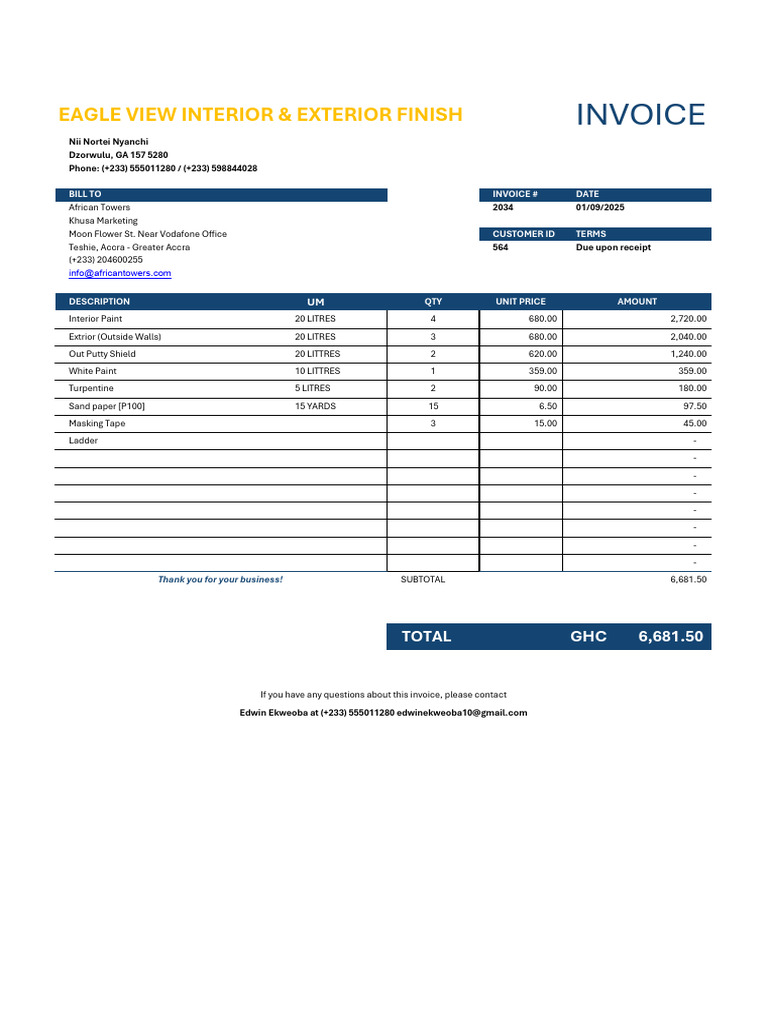 Invoice - African Towers (Materials) | PDF | Accounting | Business ...