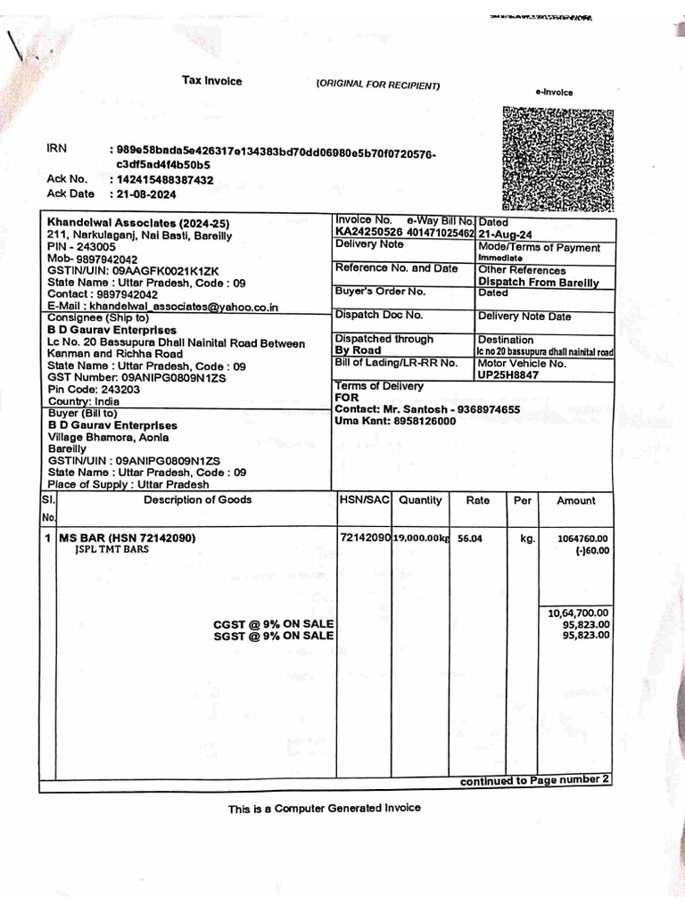 Invoice and Test Report (1) | PDF