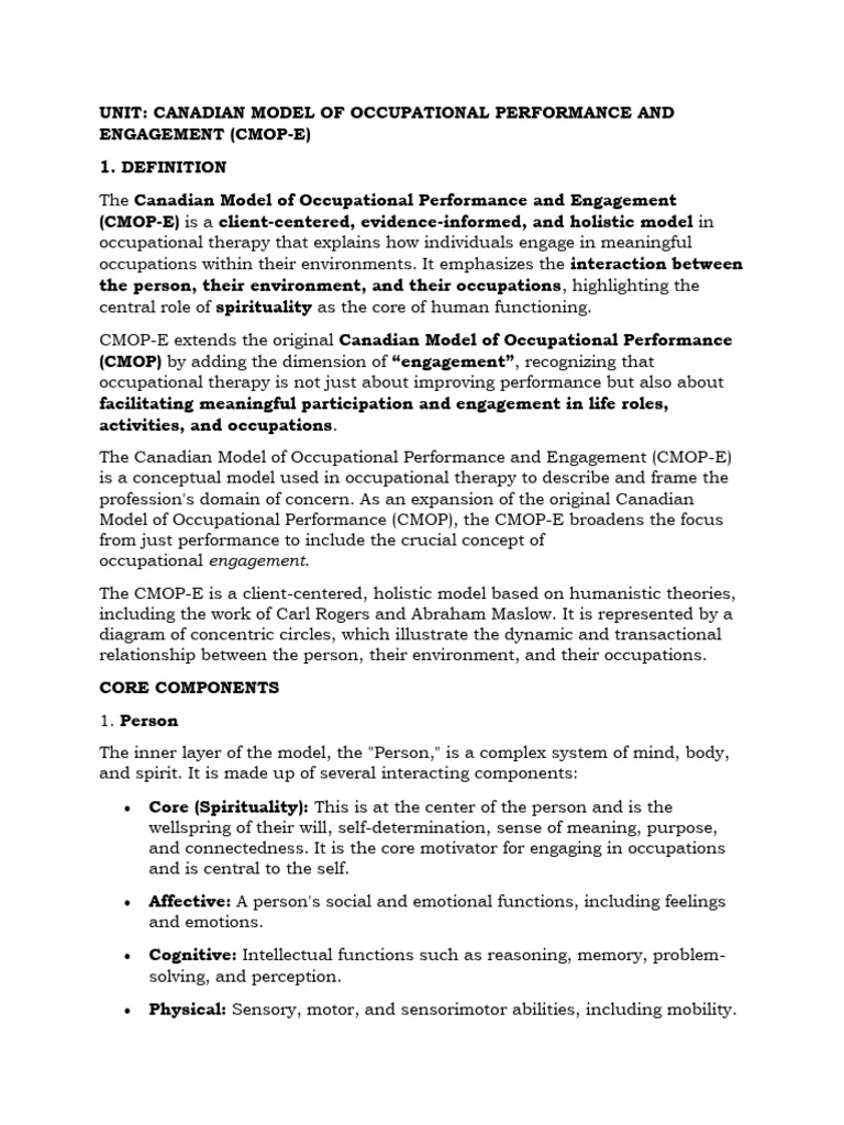 Cmop e | PDF | Occupational Therapy | Humanistic Psychology