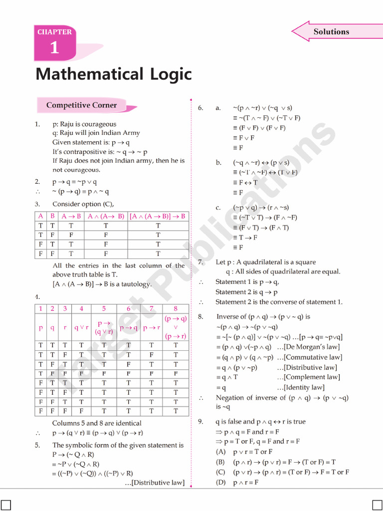 Std 12 Science Perfect - Maths I - Solutions of Competitive Corner ...