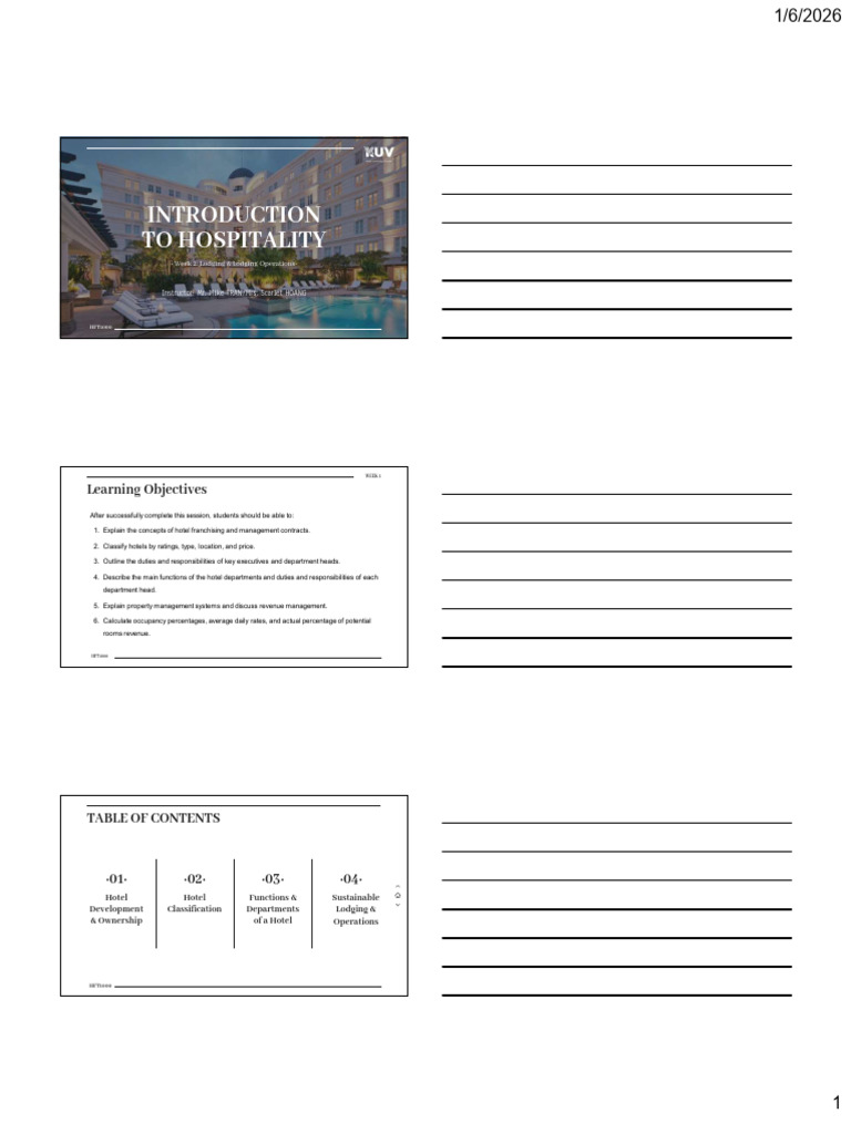 Week 2.1 - Lodging Industry | PDF