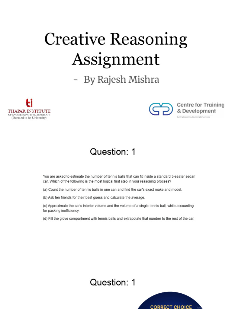 Creative Reasoning Assignment (2) | PDF
