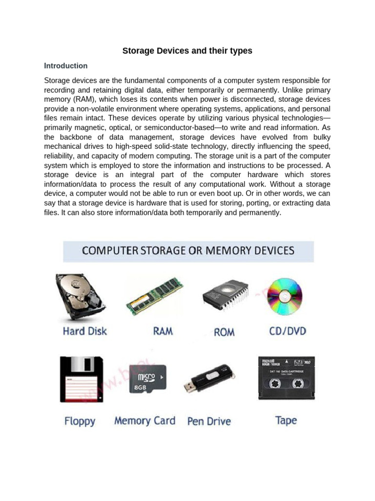Storage Devices and Their Types | PDF | Computer Data Storage | File ...