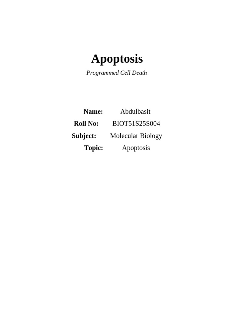 Apoptosis Assignment Final | PDF | Apoptosis | Bcl 2