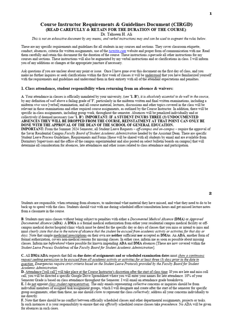 Spring 2026 Semester Course Instructor Requirements and Guidelines ...