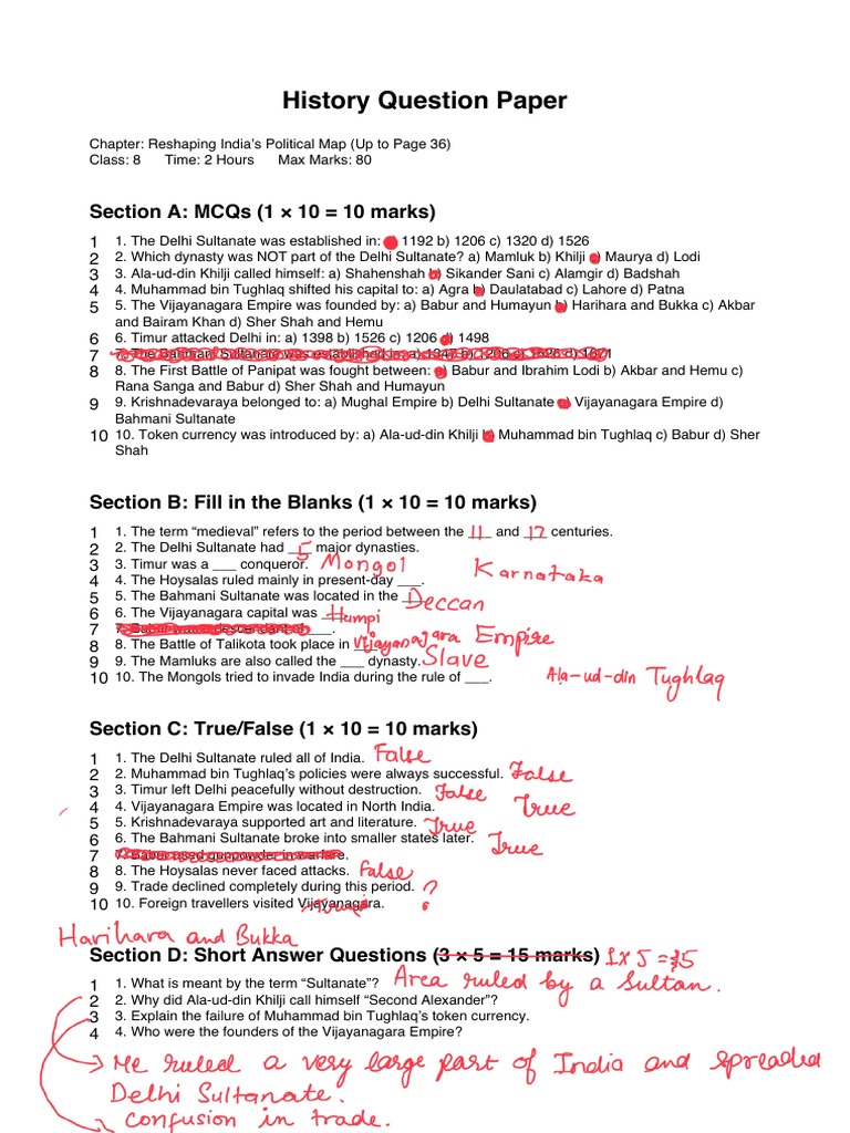 History Question Paper | PDF | Mughal Empire