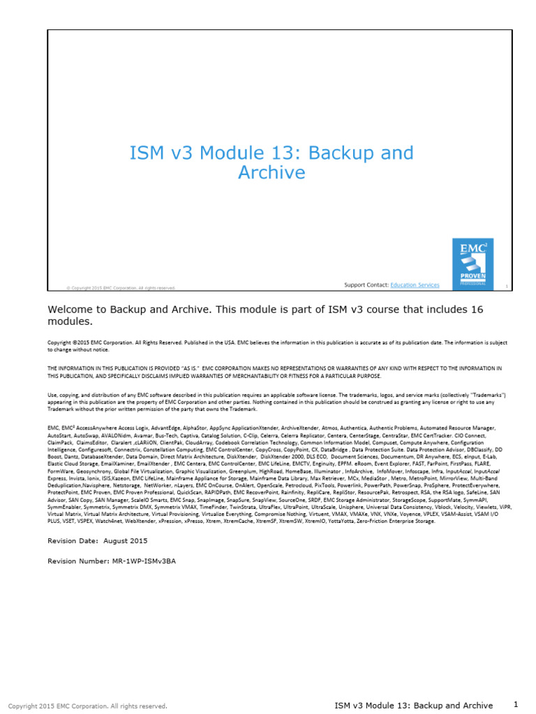 ISM v3 Module 13 | PDF | Backup | Virtual Machine