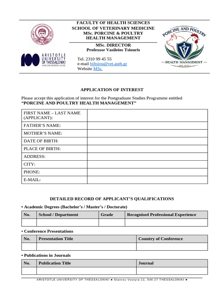 Application Form Msc | PDF