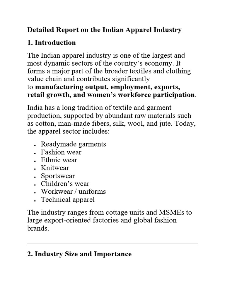 Indian Apparel Industry | PDF | Clothing Industry | Clothing