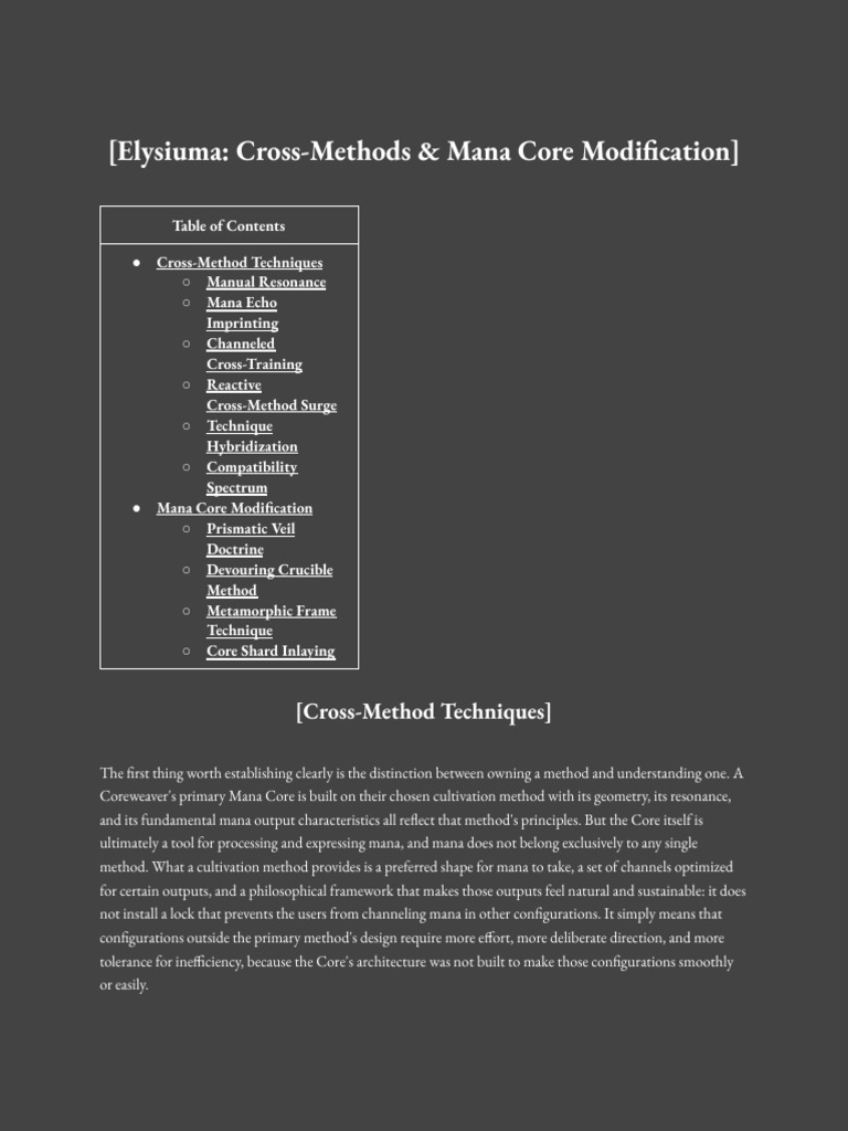 Elysiuma- Cross-Methods & Mana Core Modification | PDF | Friction ...