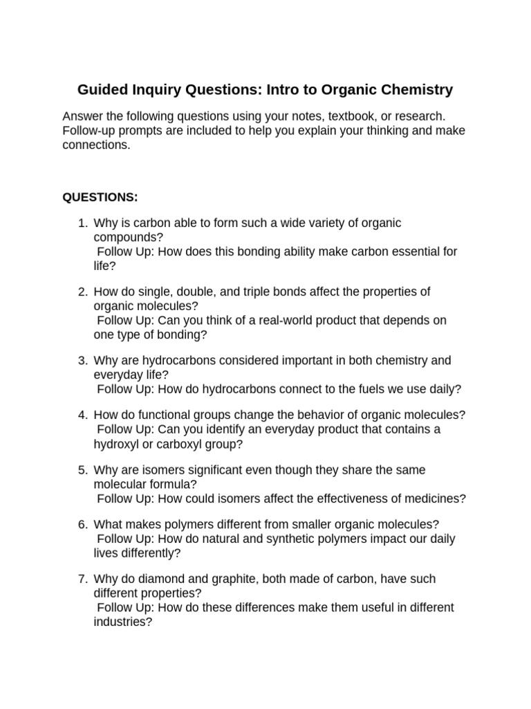 Organic Chemistry Guided Inquiry | PDF | Chemistry | Organic Chemistry