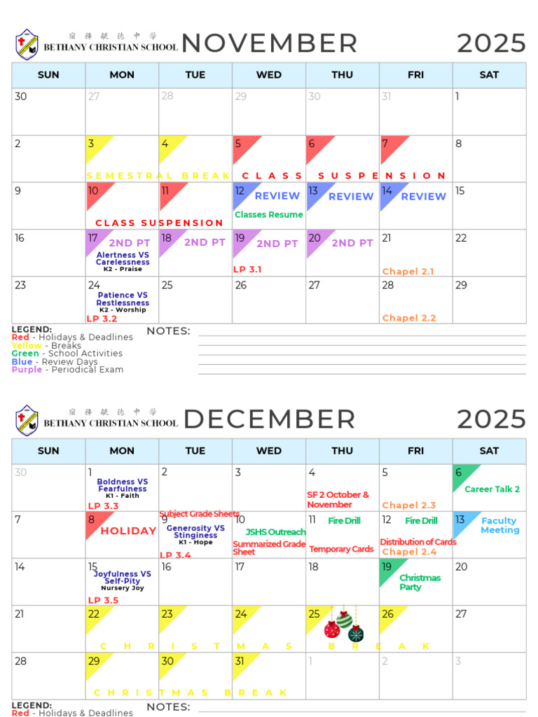 2nd Semester Calendar SY 2025-2026 | PDF | Educational Assessment And ...