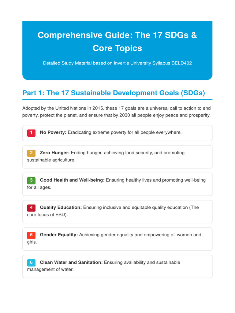 SDG Full Explanation Notes | PDF | Sustainability | Sustainable Development