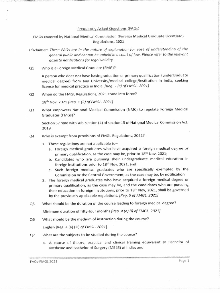 Nmc Guidelines FAQs | PDF