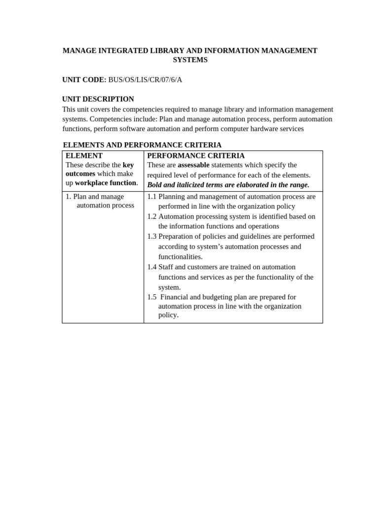 MANAGE INTEGRATED LIBRARY AND INFORMATION MANAGEMENT SYSTEMS OS | PDF ...