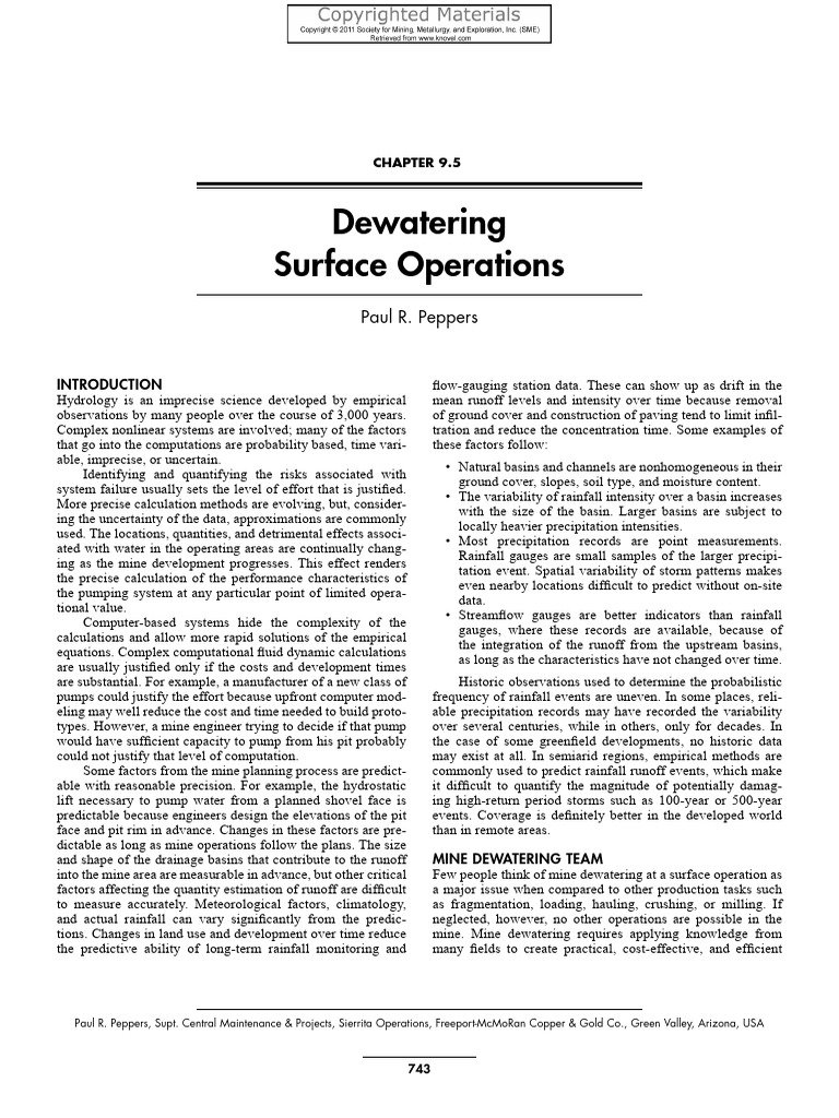 Dewatering Surface Operations | PDF | Surface Runoff | Drainage Basin