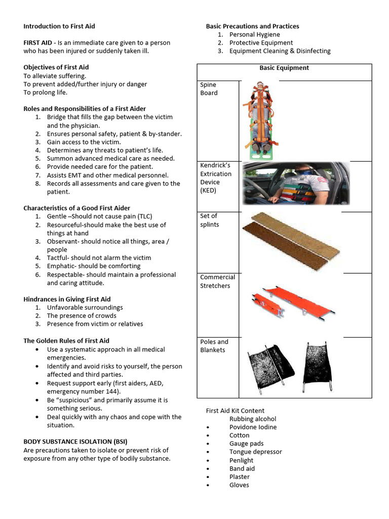 Introduction to First Aid Handout | PDF | Breathing | Pulse