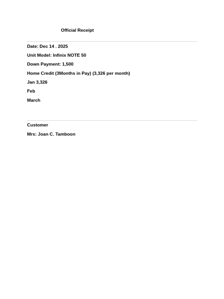 Official Receipt | PDF