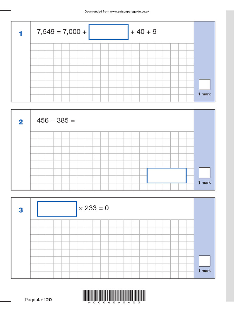 2025 KS2 Mathematics Paper1 Arithmetic | PDF | Mathematics | Arithmetic