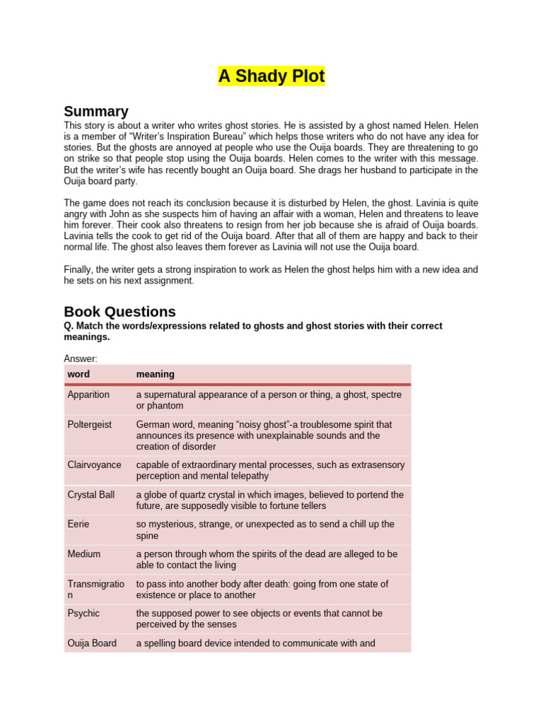 Notes_a Shady Plot 2025 | PDF | Ghosts | Plagiarism