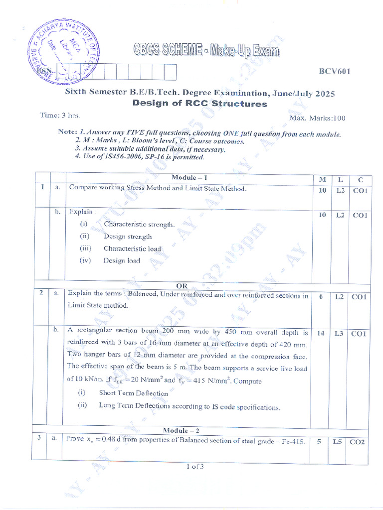 Design of RCC Structures- BCV601 | PDF