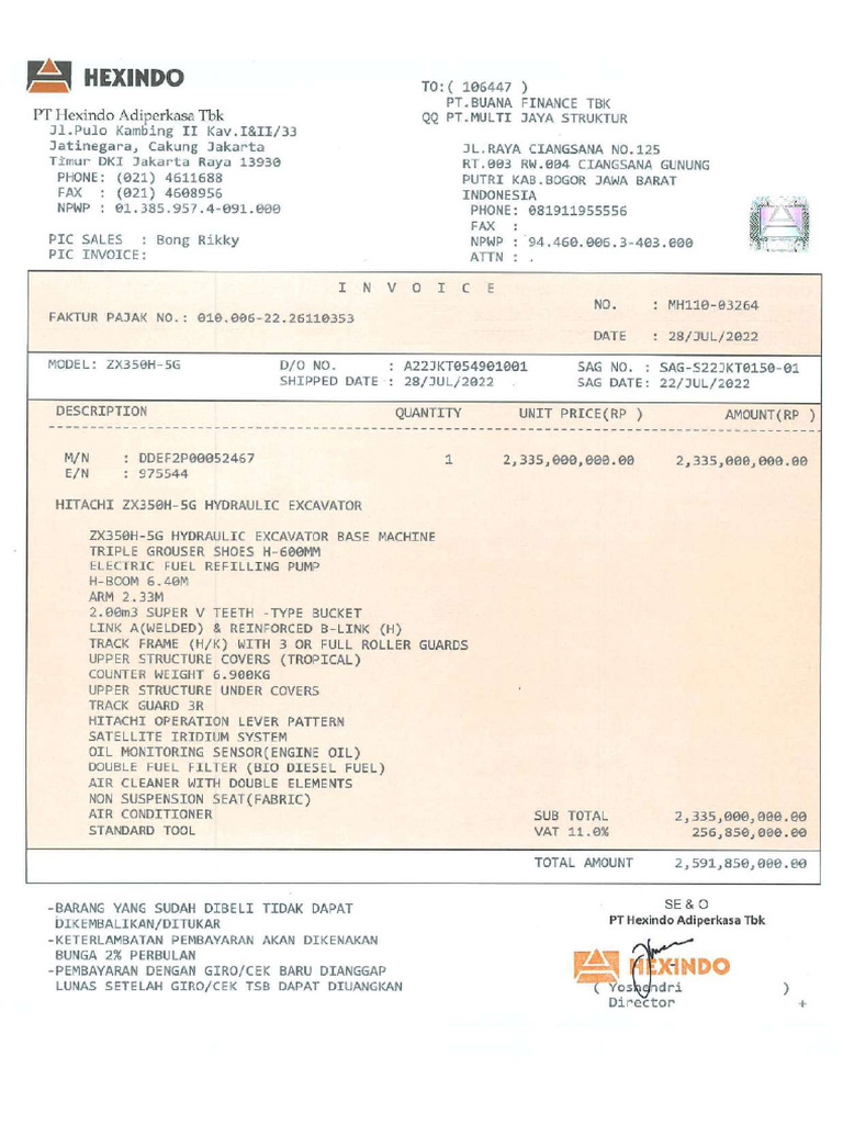 Invoice ZX350 EX 024 2 | PDF