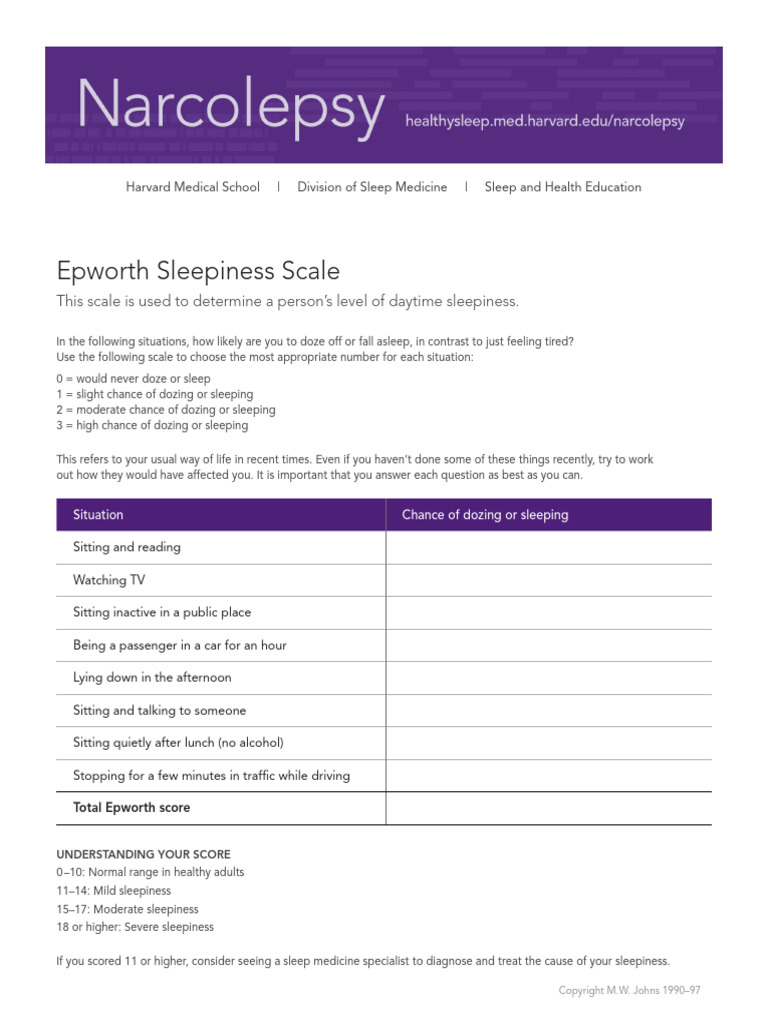 Epworth Sleepiness Scale | PDF