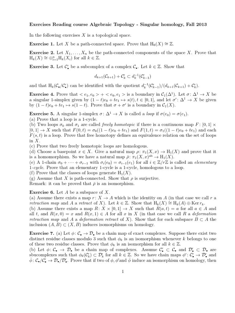 Exercises Sing Hom | PDF | Algebra | Geometry