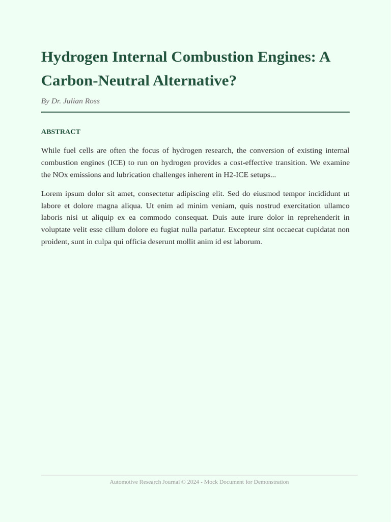 Hydrogen Combustion Future | PDF