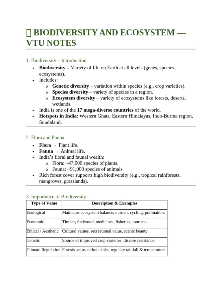 Module-04 Biodiversity Notes | PDF | Ecosystem | Soil