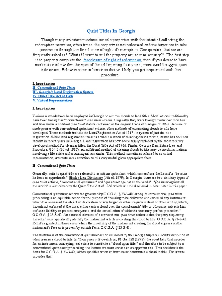 Quiet Titles in Equity (Law) Legal Guardian