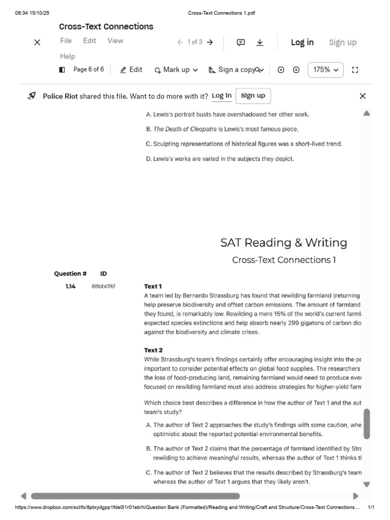 Cross-Text Connections 1 | PDF