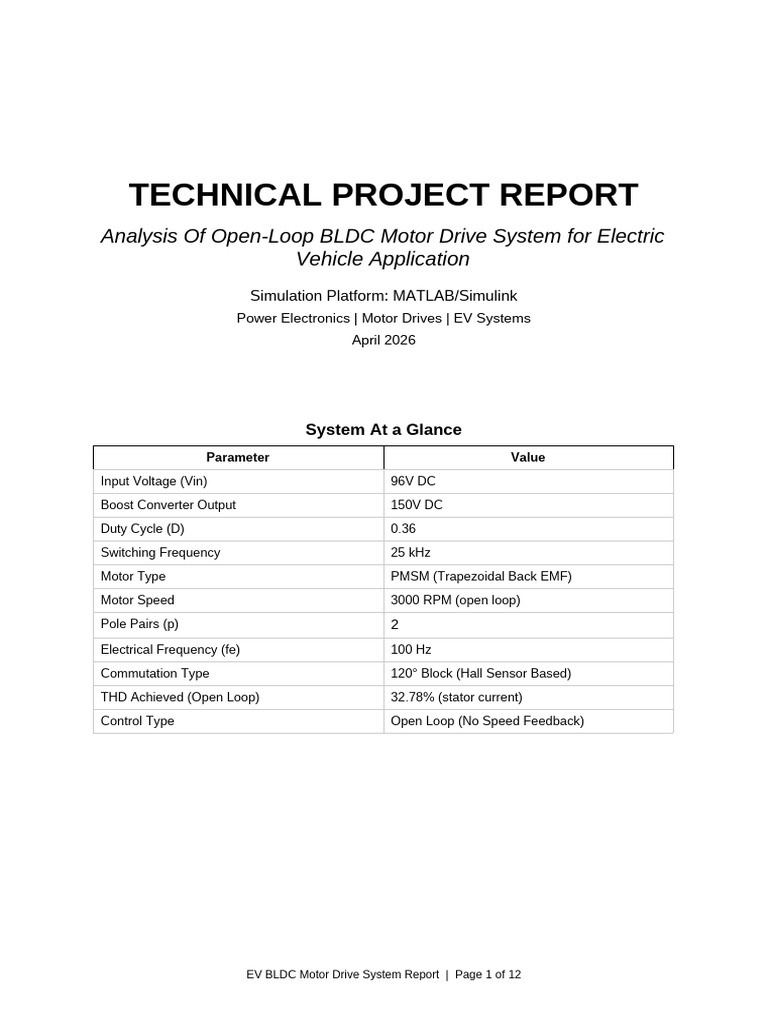 Ev Bldc Drive Report Bw | PDF | Power Inverter | Electric Motor