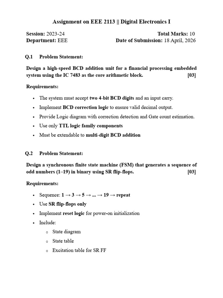 Assignment EEE 23 Series | PDF | Digital Electronics | Electrical ...