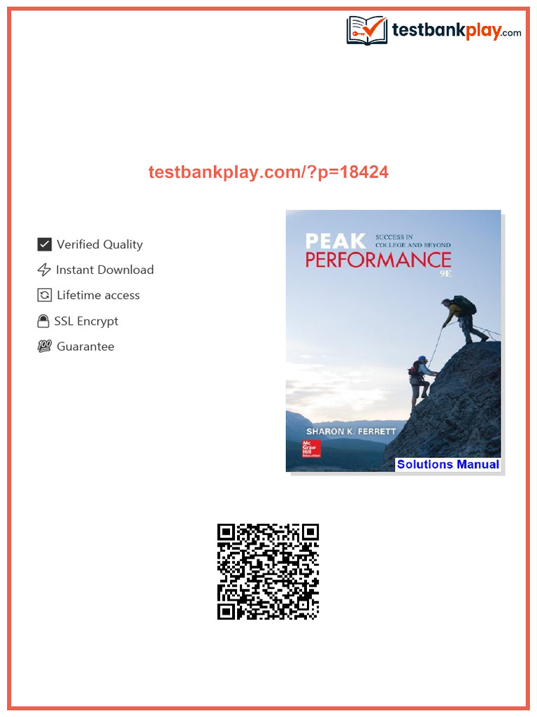 Peak Performance Success in College and Beyond 9th Edition Ferrett ...