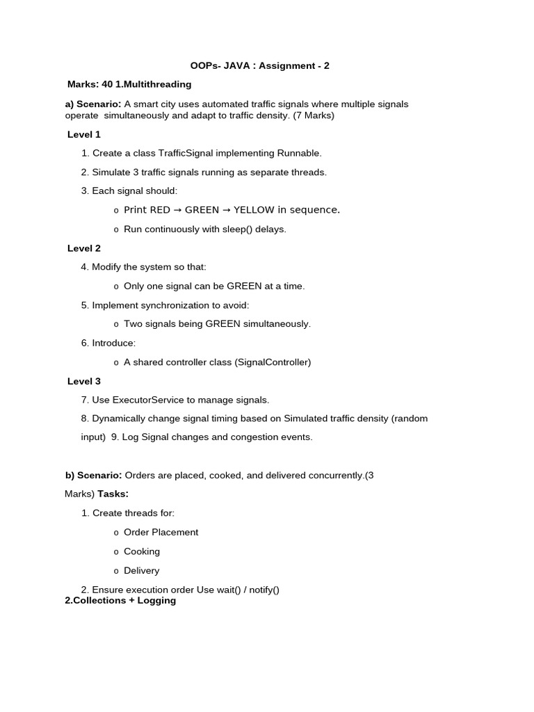 OOPs JAVA Assignment 2 | PDF | Thread (Computing) | Computing