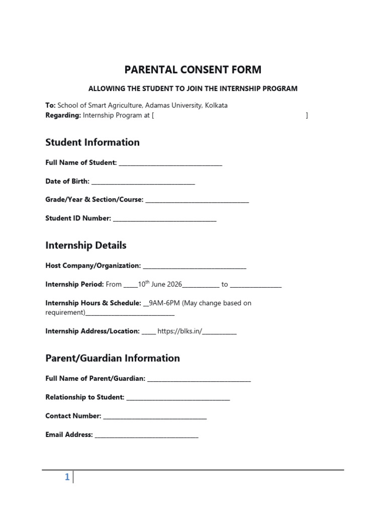 PARENTAL CONSENT FORM-1 | PDF