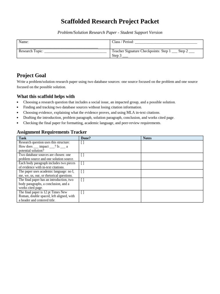 Scaffolded_Research_Project_Packet | PDF | Paragraph | Citation