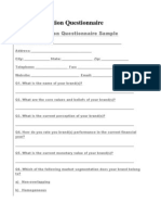 Brand Evaluation Questionnaire Sample
