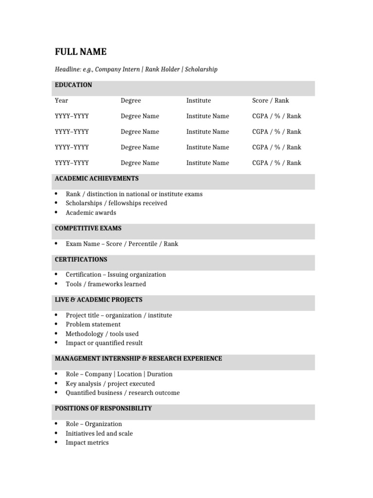 IIM Style Resume Template (1) | PDF