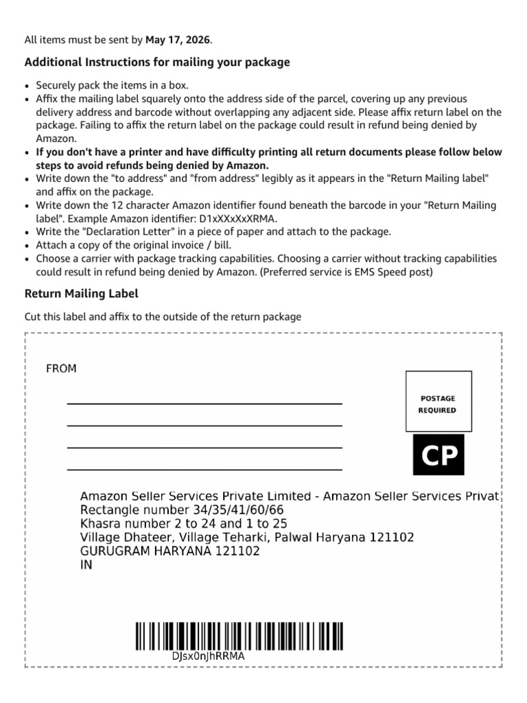 Online Return Center | PDF