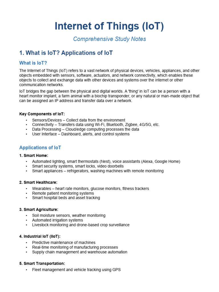 IoT Complete Notes | PDF | Internet Of Things | Microcontroller