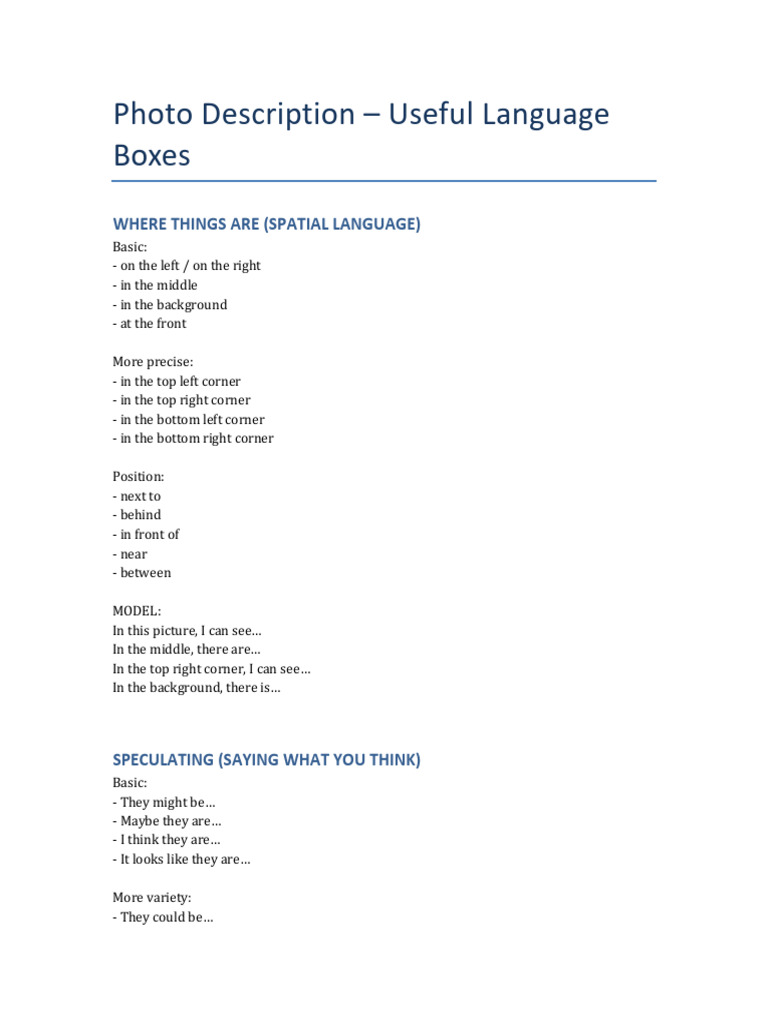Photo Description Boxes | PDF