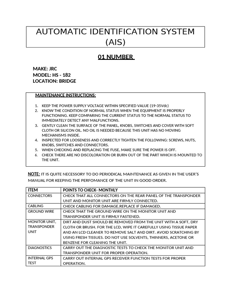 Automatic Identification System(Ais) | PDF